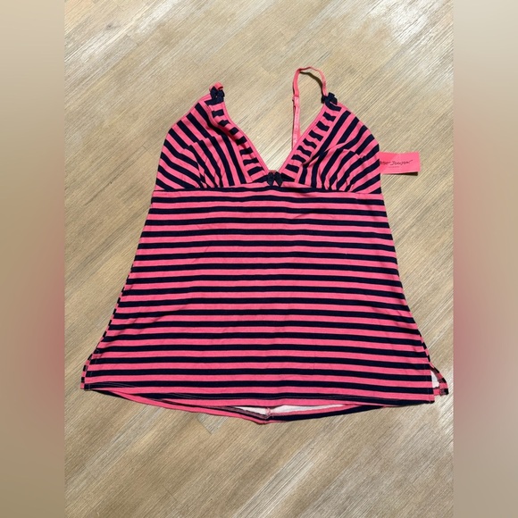 BETSEY JOHNSON INTIMATES TOP | Pink/Blue Stripes | Size L - Picture 1 of 9